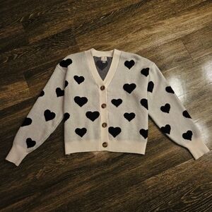 Heart Patterned Cardigan Sweater